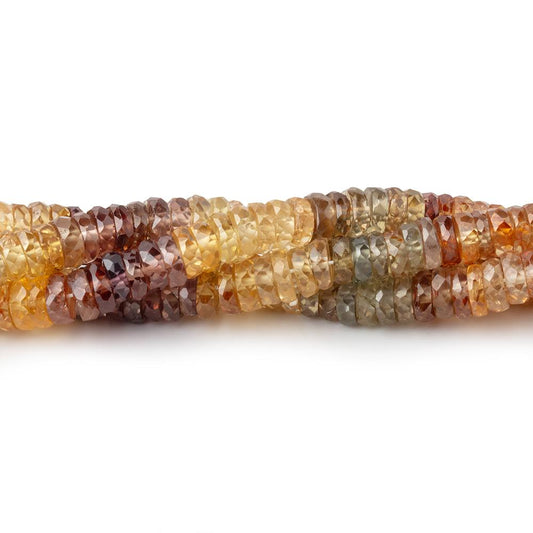 3-5mm Multi Color & Golden Zircon Faceted Heishi 16 inch 245 Beads