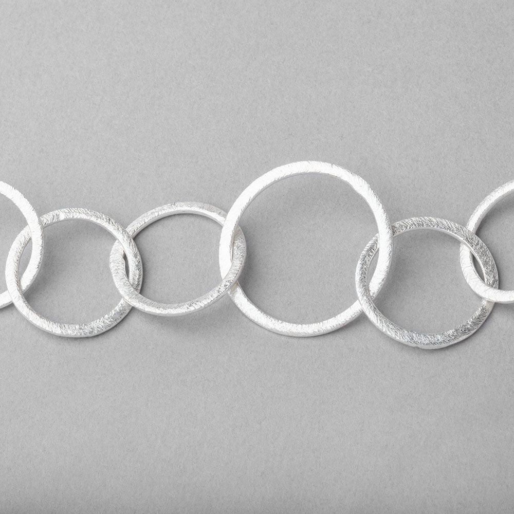 20mm and 26mm Silver plated Brushed Round Link Chain by the foot