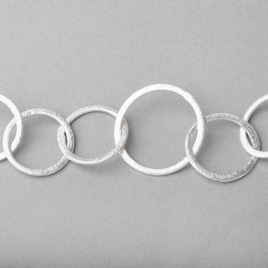 20mm and 26mm Silver plated Brushed Round Link Chain by the foot