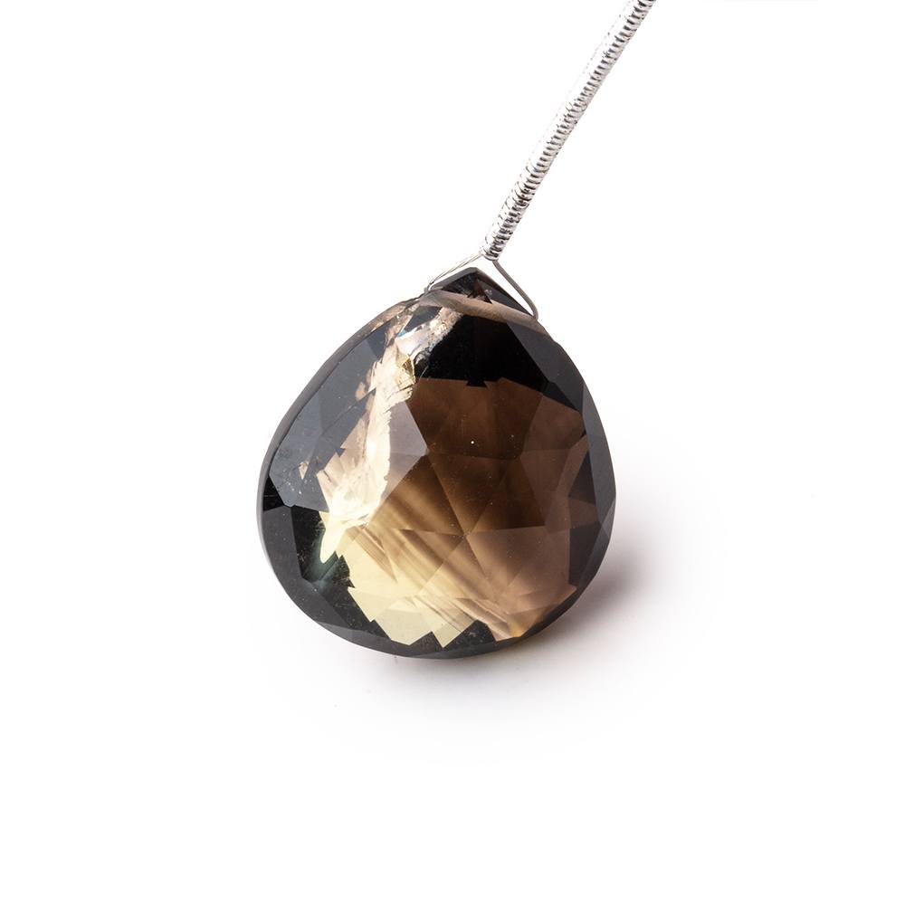 20mm Bi Color Quartz Faceted Heart 1 Focal Bead