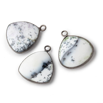 20mm Black Gold Bezel Dendritic Opal Plain Triangle Pendant 1 piece