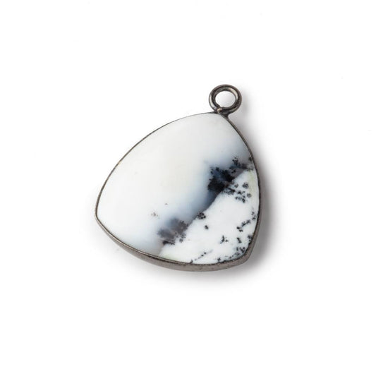20mm Black Gold Bezel Dendritic Opal Plain Triangle Pendant 1 piece