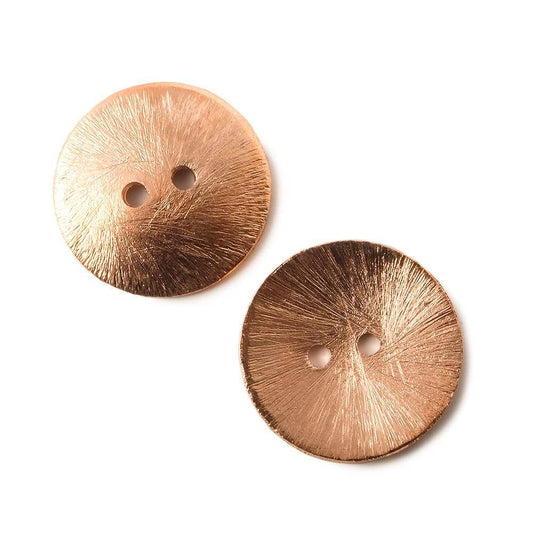 20mm Copper Button Brushed Disc, 6 Pcs