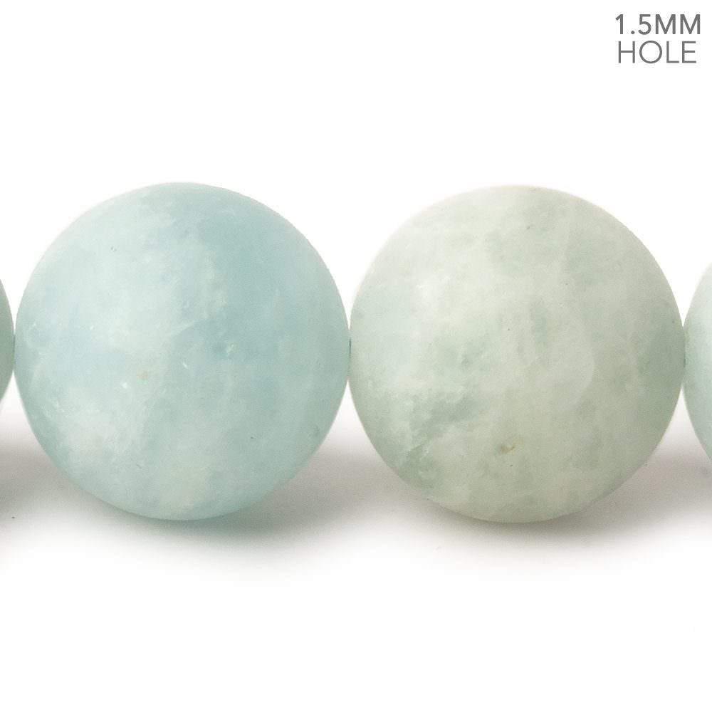 20mm Matte Aquamarine plain round beads 16 inch 21 large hole beads A