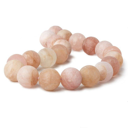 20mm Matte Morganite (Pink Beryl) plain round beads 16 inch 21 pieces A
