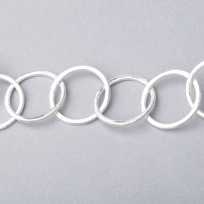 20mm Silver plated Brushed Round Link Chain by the foot