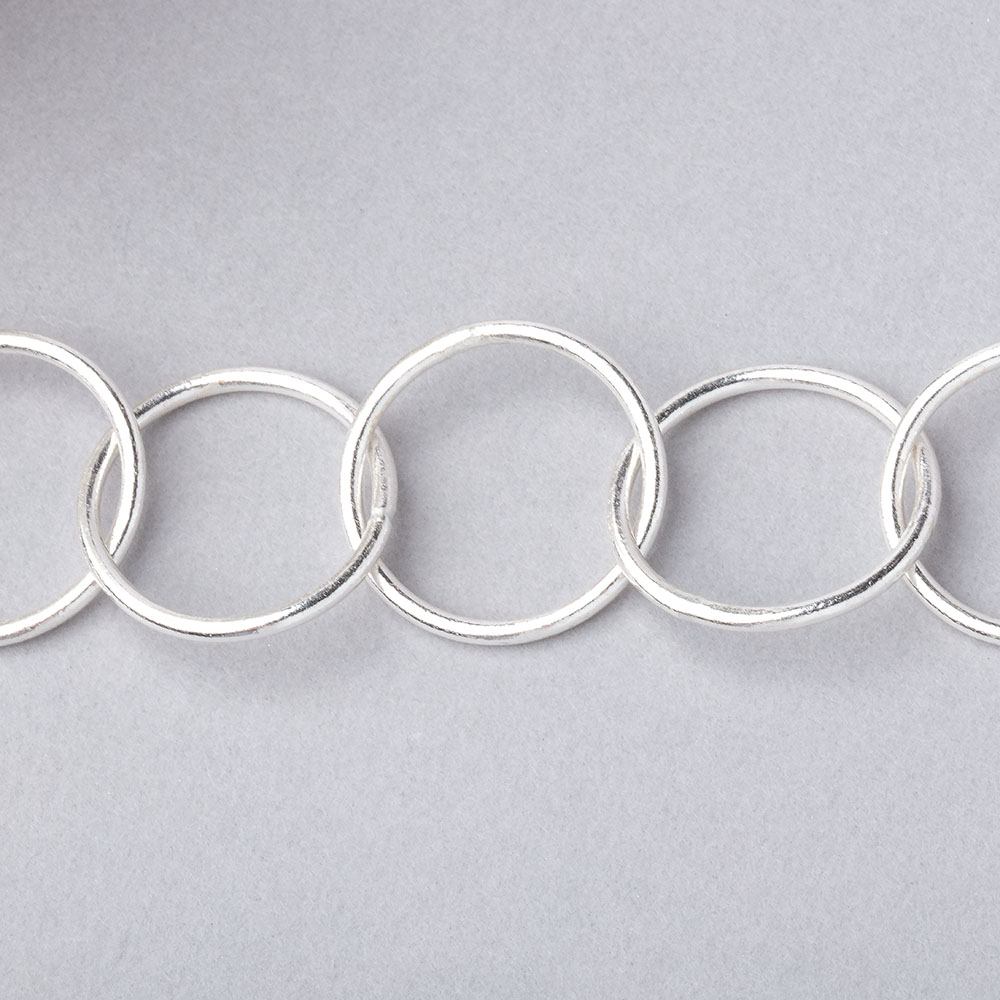 20mm Silver plated Plain Round Link Chain by the foot