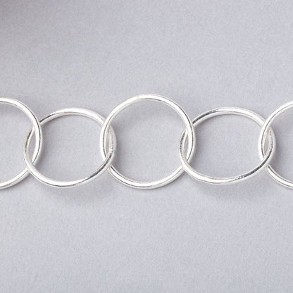 20mm Silver plated Plain Round Link Chain by the foot