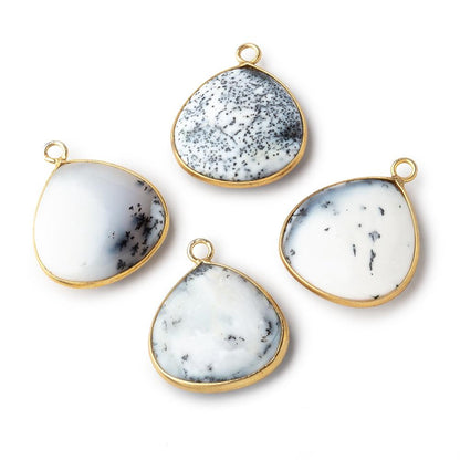 20mm Vermeil Bezel Dendritic Opal Plain Heart Pendant 1 piece