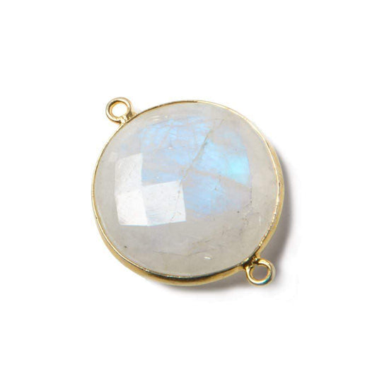 20mm Vermeil Bezeled Rainbow Moonstone faceted coin Pendant 1 piece