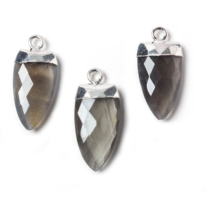 20x10mm Silver Leafed grey Moonstone faceted Point Pendant 1 piece