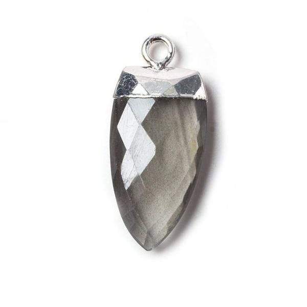 20x10mm Silver Leafed grey Moonstone faceted Point Pendant 1 piece
