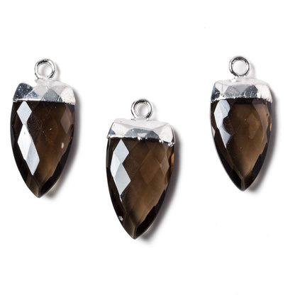 20x10mm Silver Leafed Smoky Quartz faceted Point Pendant 1 piece