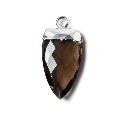 20x10mm Silver Leafed Smoky Quartz faceted Point Pendant 1 piece