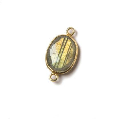 20x10mm Vermeil Bezeled Labradorite faceted oval Connector 1 piece