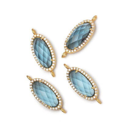 20x10mm Vermeil CZ Bezel London Blue Hydro Quartz Oval Connector 1 Focal