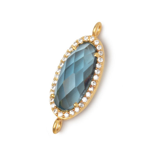 20x10mm Vermeil CZ Bezel London Blue Hydro Quartz Oval Connector 1 Focal