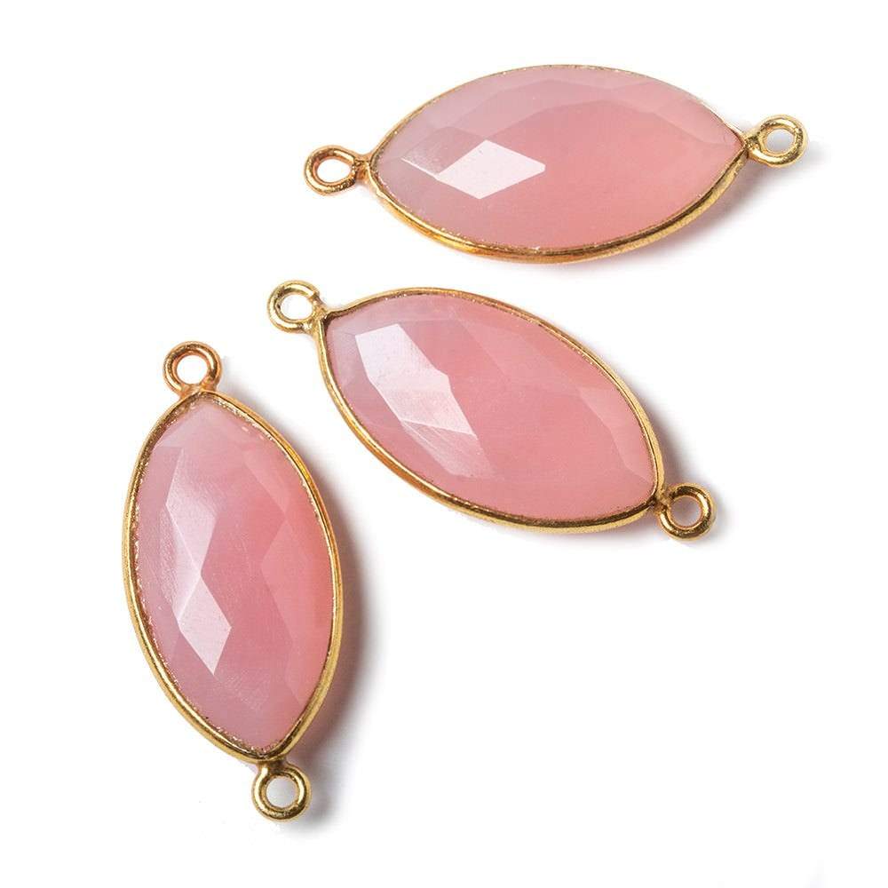 20x11mm Vermeil Bezel Petal Pink Chalcedony Marquise Connector 1 piece