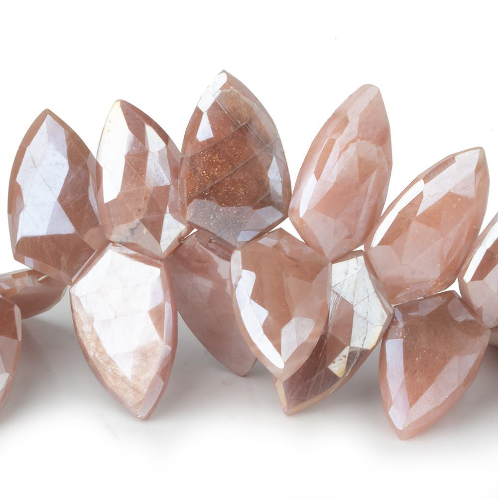 20x12-22x12mm Mystic Dark Peach Moonstone Faceted Shields 8 inch 21 beads