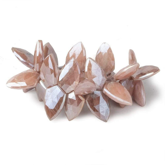 20x12-22x12mm Mystic Dark Peach Moonstone Faceted Shields 8 inch 21 beads