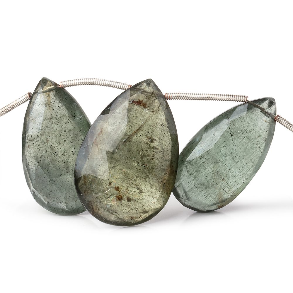 20x12-28x19mm Moss Aquamarine Faceted Pear Beads 8 inch 11 pieces AA