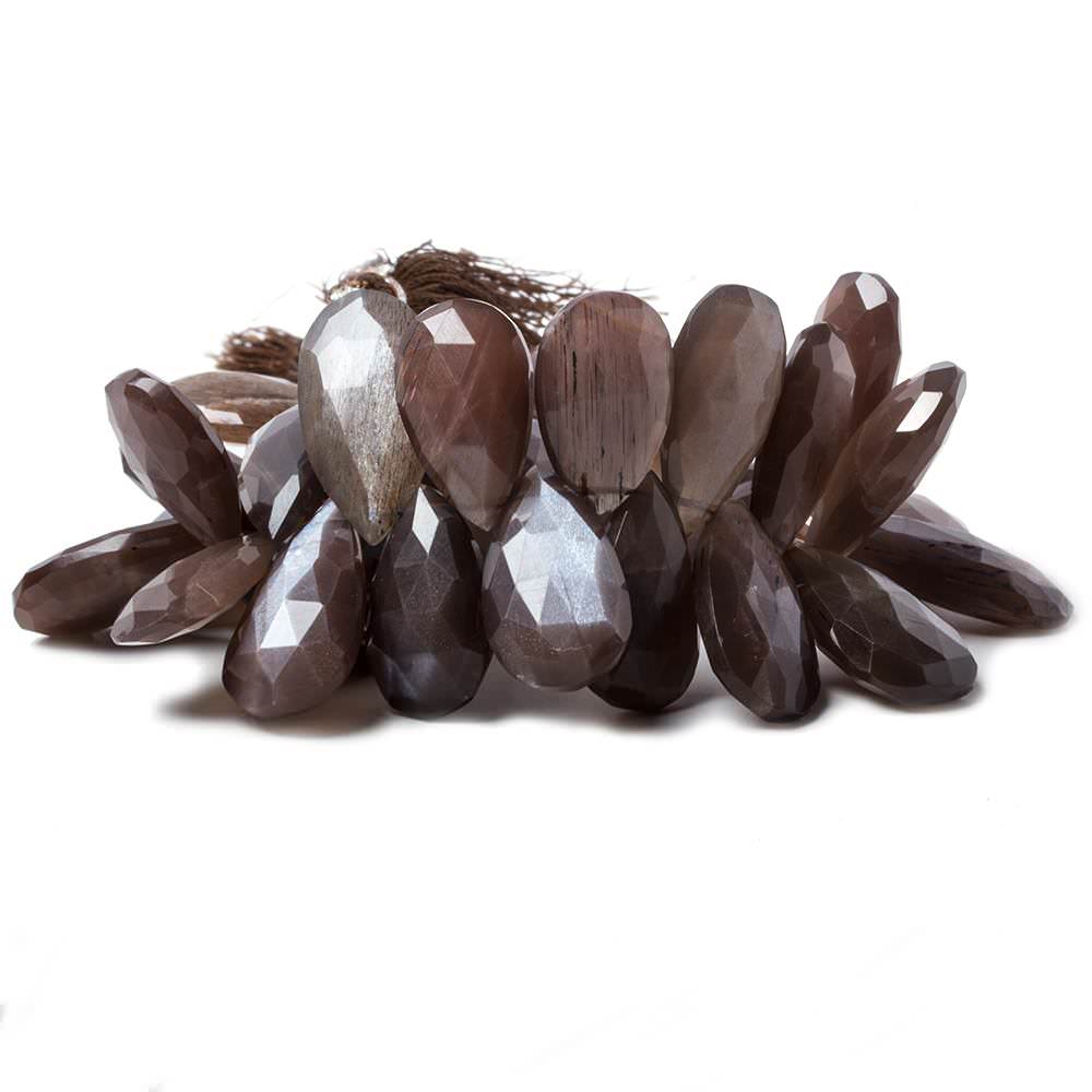 20x12-29x12mm Chocolate Moonstone faceted pear beads 7.5 inch 38 pcs