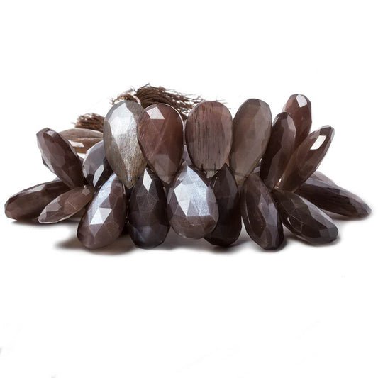 20x12-29x12mm Chocolate Moonstone faceted pear beads 7.5 inch 38 pcs