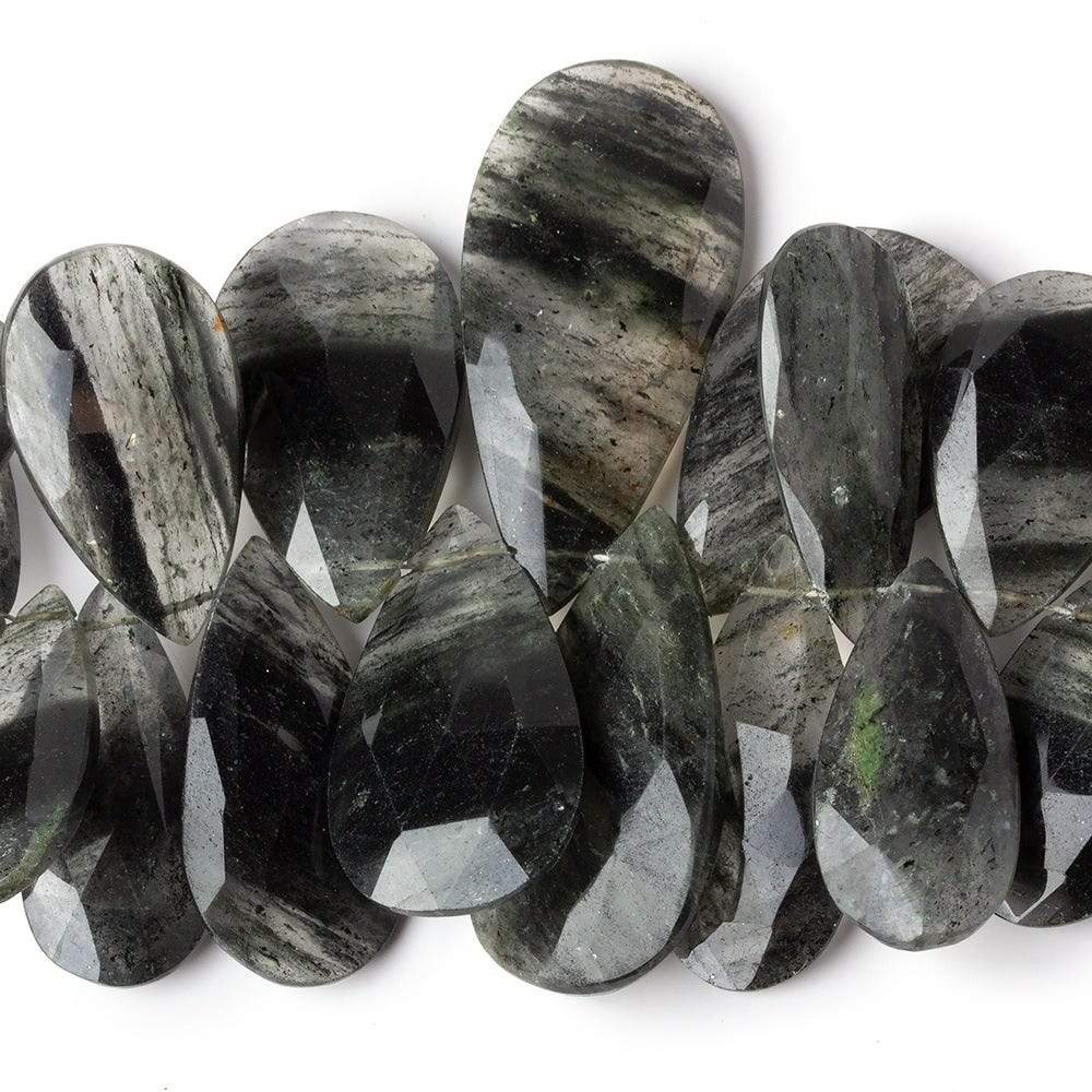 20x12-38x19mm Dark Green Moss Quartz Faceted Pear Beads 5 inch 23 pieces