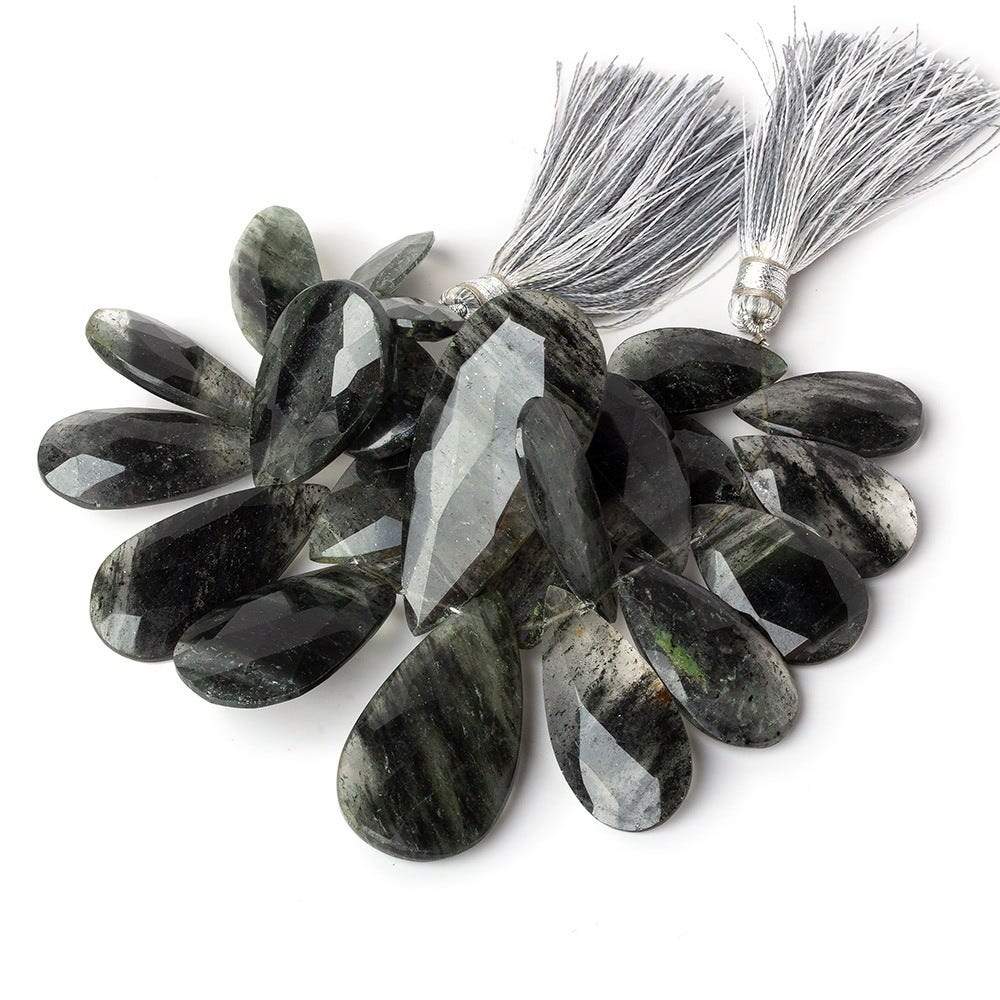 20x12-38x19mm Dark Green Moss Quartz Faceted Pear Beads 5 inch 23 pieces