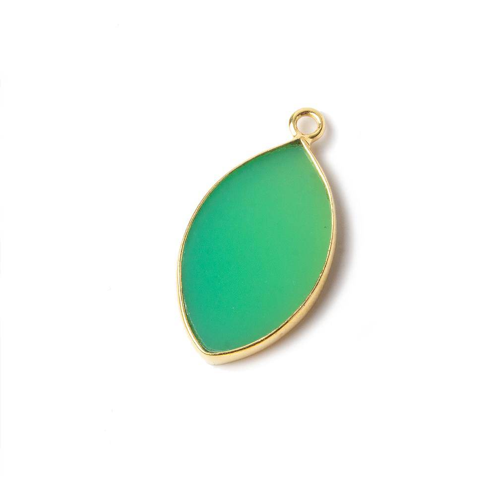 20x12mm Vermeil Bezel Green Onyx plain marquise Pendant 1 piece
