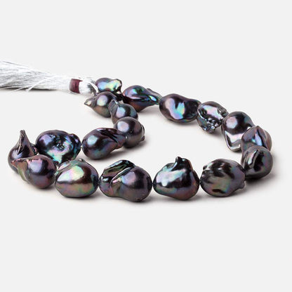 20x13-25.5x16.5mm Peacock Ultra Baroque Freshwater Pearl 16.5 inch 18 pieces AA