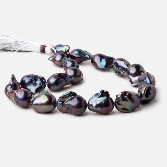 20x13-25.5x16.5mm Peacock Ultra Baroque Freshwater Pearl 16.5 inch 18 pieces AA