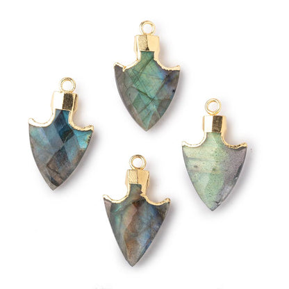 20x13mm Gold Leafed Labradorite Faceted Arrowhead Focal Pendant 1 piece