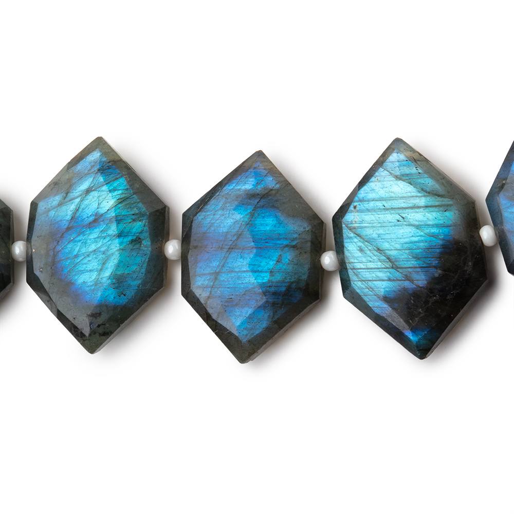 20x13mm Labradorite Faceted Elongated Hexagon Beads 8 inch 14 pieces