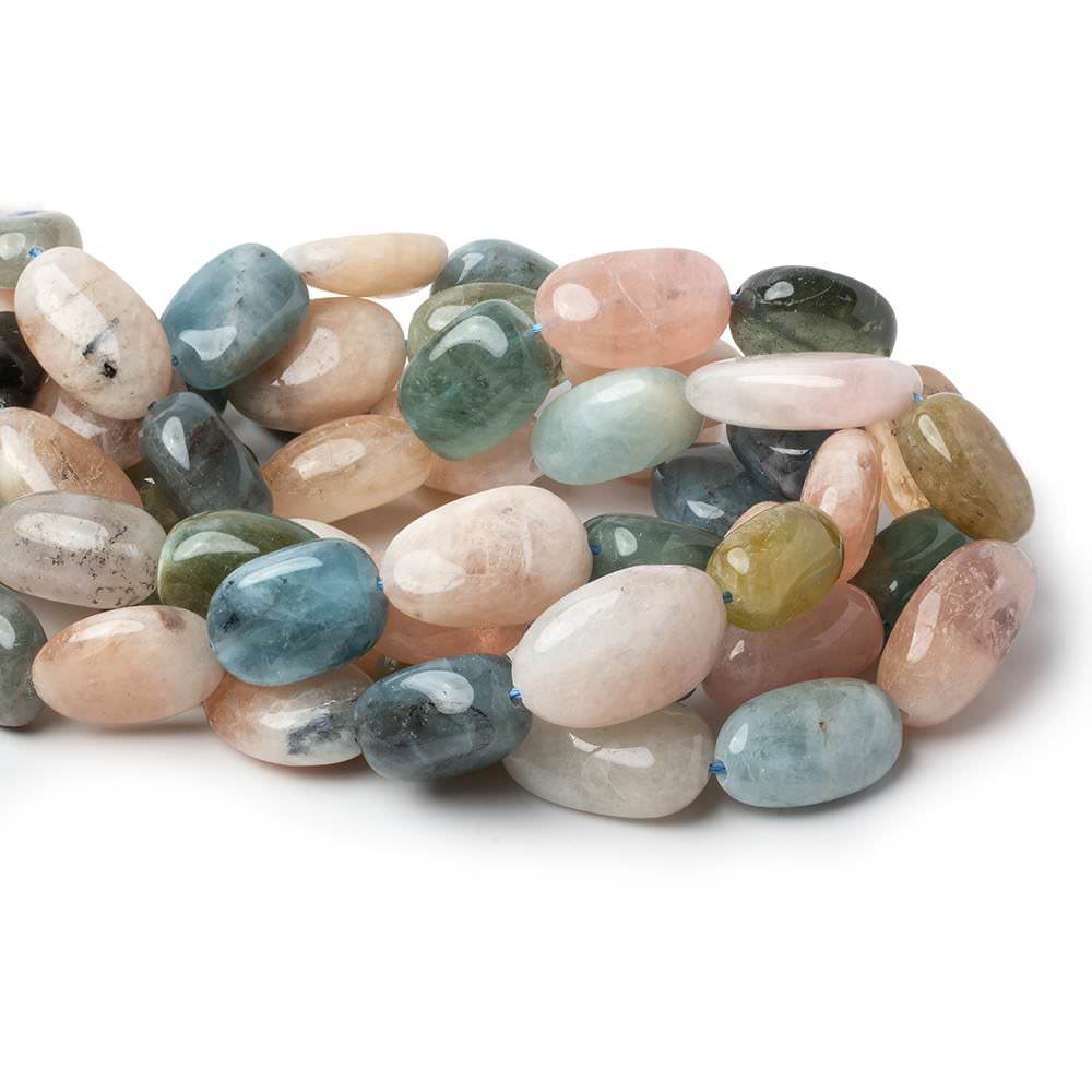 20x14-23x14mm Multi Beryl straight drilled plain nuggets 16 inch 17 beads