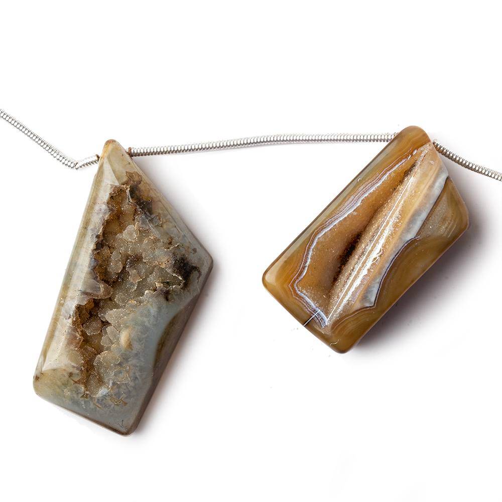 20x14-34x17mm Natural Tri-color Agate Drusy Freeform Beads 11 pieces