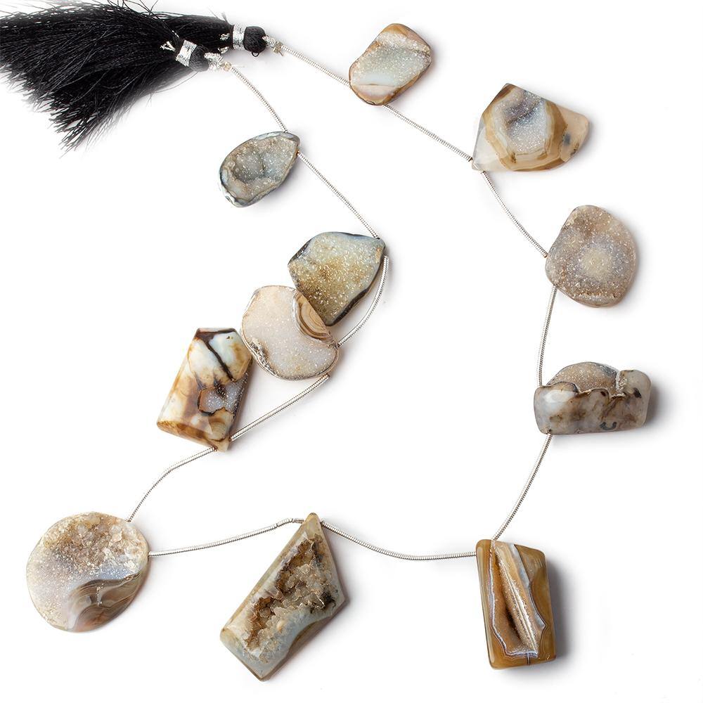 20x14-34x17mm Natural Tri-color Agate Drusy Freeform Beads 11 pieces