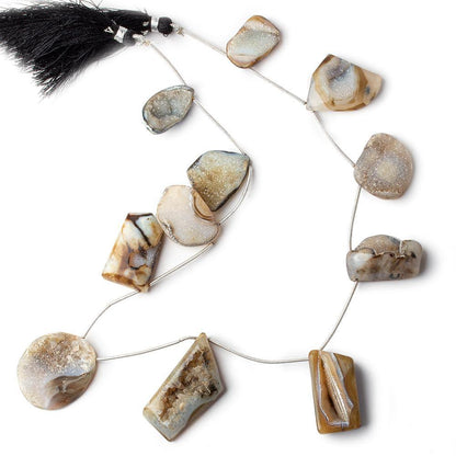 20x14-34x17mm Natural Tri-color Agate Drusy Freeform Beads 11 pieces