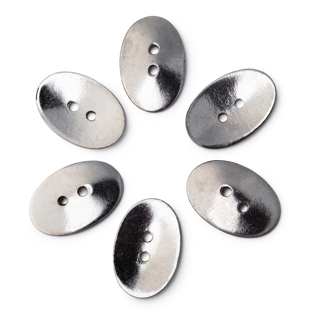 20x14mm Black Gold Oval Button 6 pieces