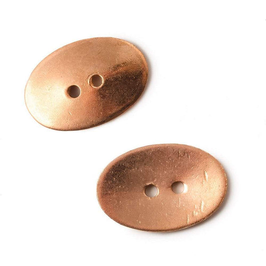 20x14mm Copper Oval Button, 6 pieces