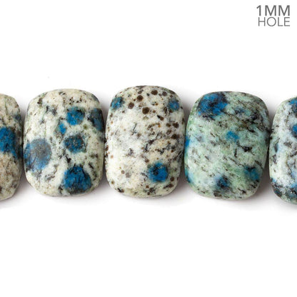 K2 Azurite Granite "K2 Jasper" side drilled plain cushion 7.5 inch 14 beads