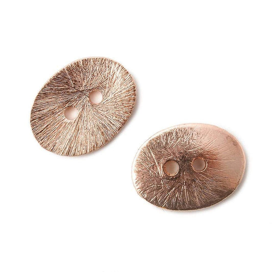 20x14mm Rose Gold Brushed Oval Button 6 pieces