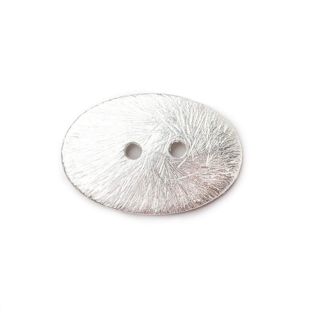 20x14mm Silver plated Oval Button Brushed, 6 pieces