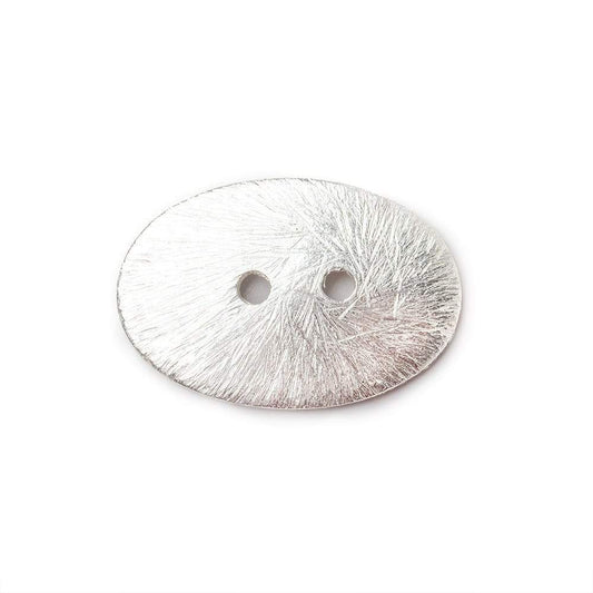 20x14mm Silver plated Oval Button Brushed, 6 pieces