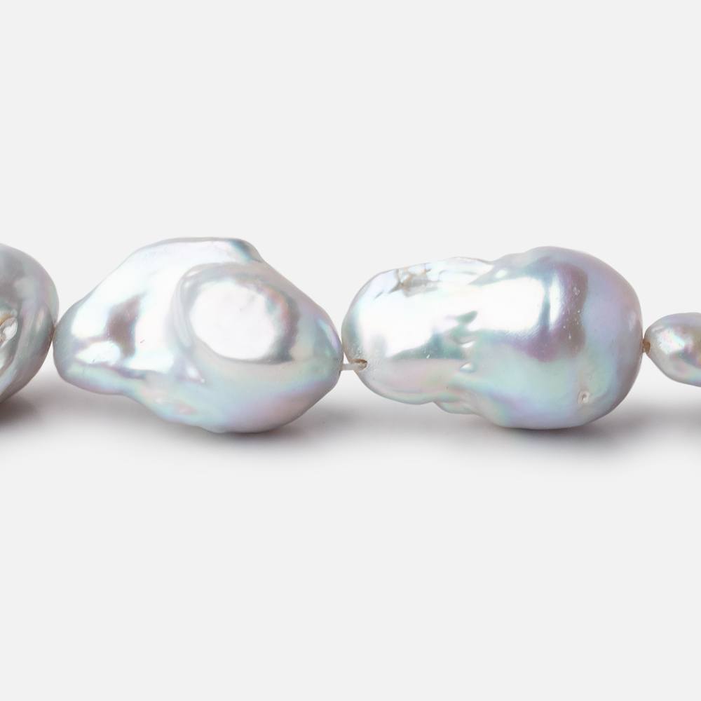 20x15-27x14mm Silver Ultra Baroque Freshwater Pearls 16 inch 17 pieces AA