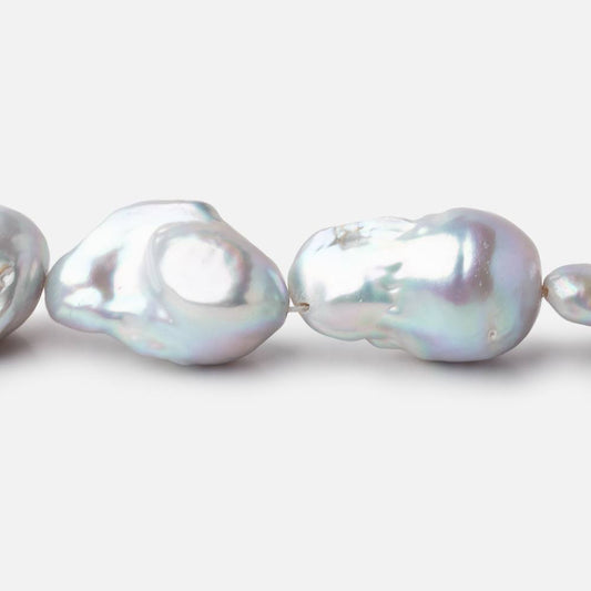 20x15-27x14mm Silver Ultra Baroque Freshwater Pearls 16 inch 17 pieces AA