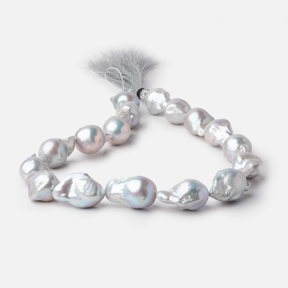 20x15-27x14mm Silver Ultra Baroque Freshwater Pearls 16 inch 17 pieces AA