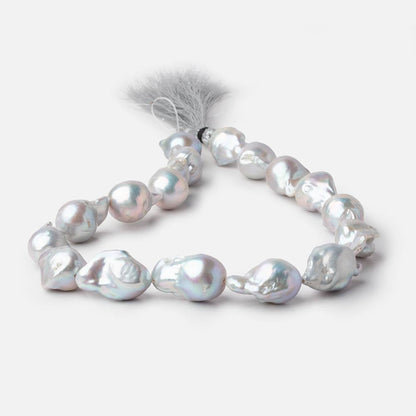 20x15-27x14mm Silver Ultra Baroque Freshwater Pearls 16 inch 17 pieces AA