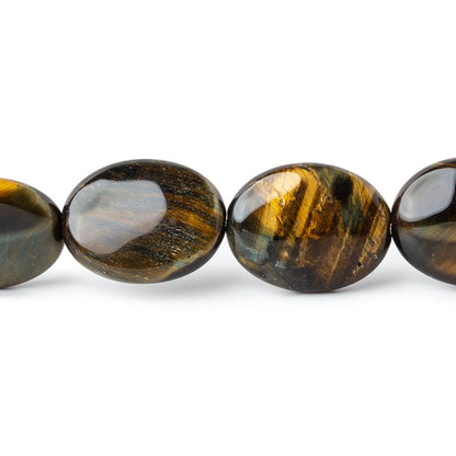 20x15mm Black Tiger's Eye straight drilled plain ovals 15.5 inch 19 pieces A