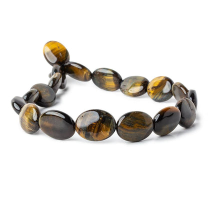 20x15mm Black Tiger's Eye straight drilled plain ovals 15.5 inch 19 pieces A